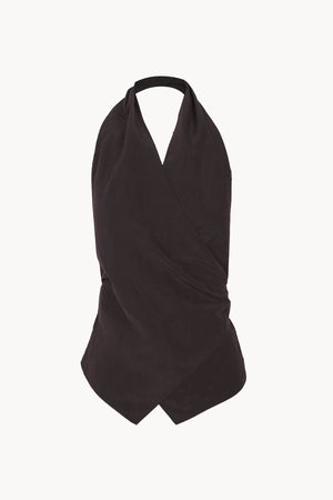 Sofia, mocha linen and silk halter top