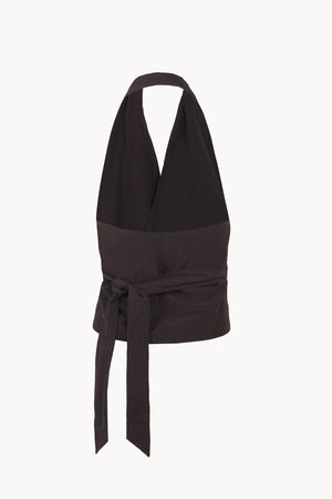 Sofia, mocha linen and silk halter top