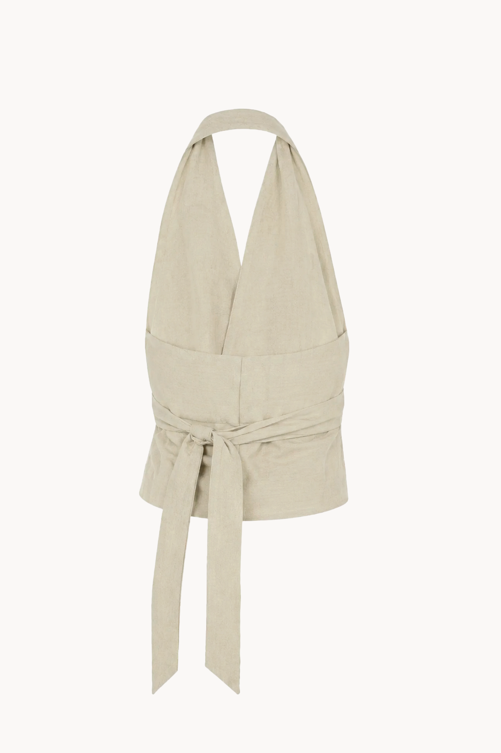 Sofia, stone linen and silk halter top