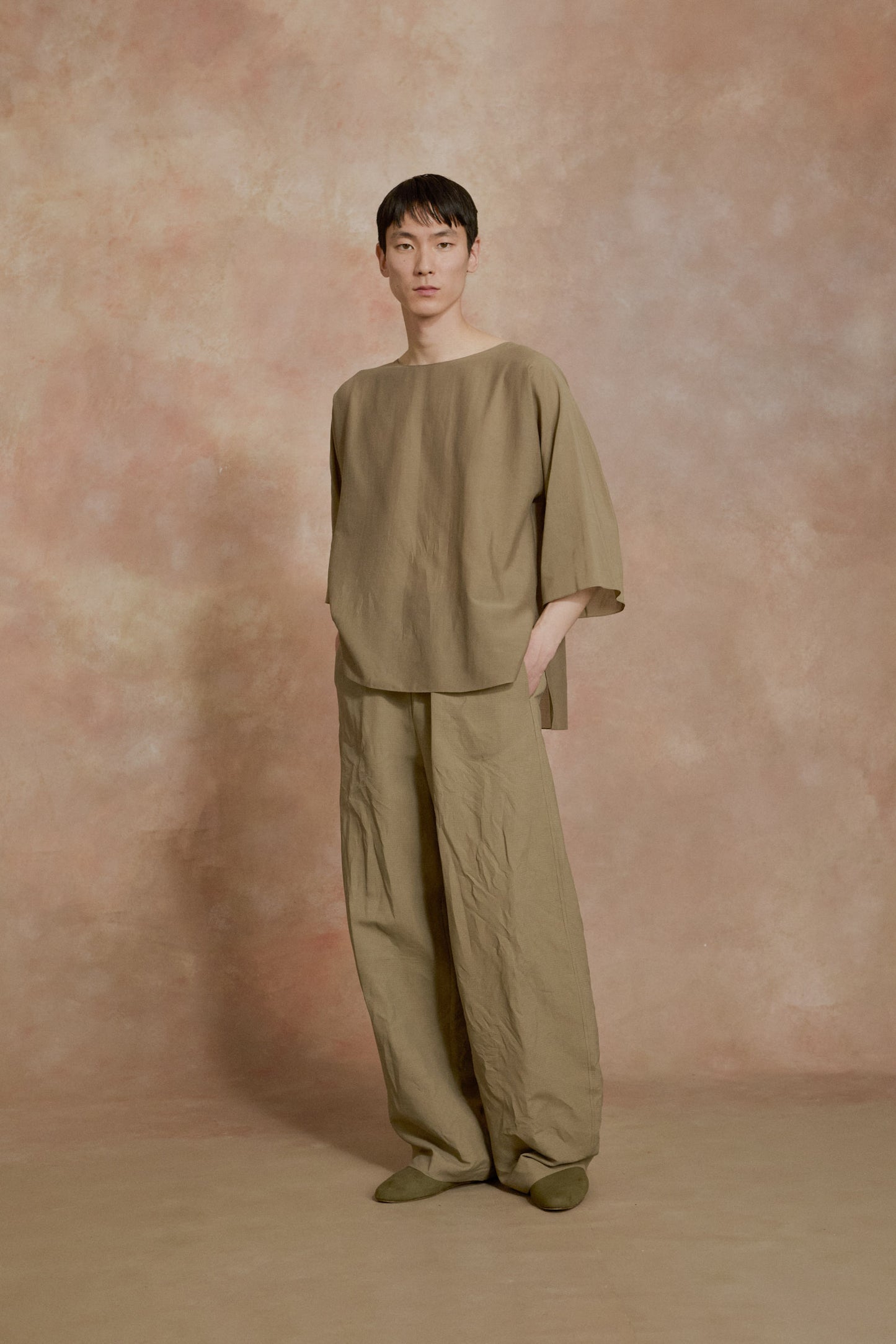 Sol, khaki green cotton voile t-shirt