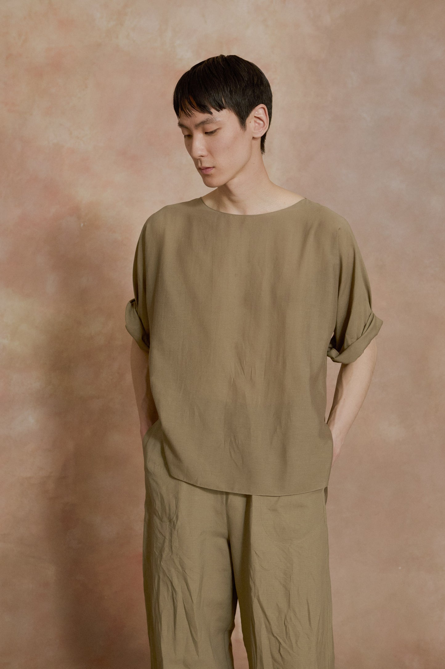 Sol, khaki green cotton voile t-shirt