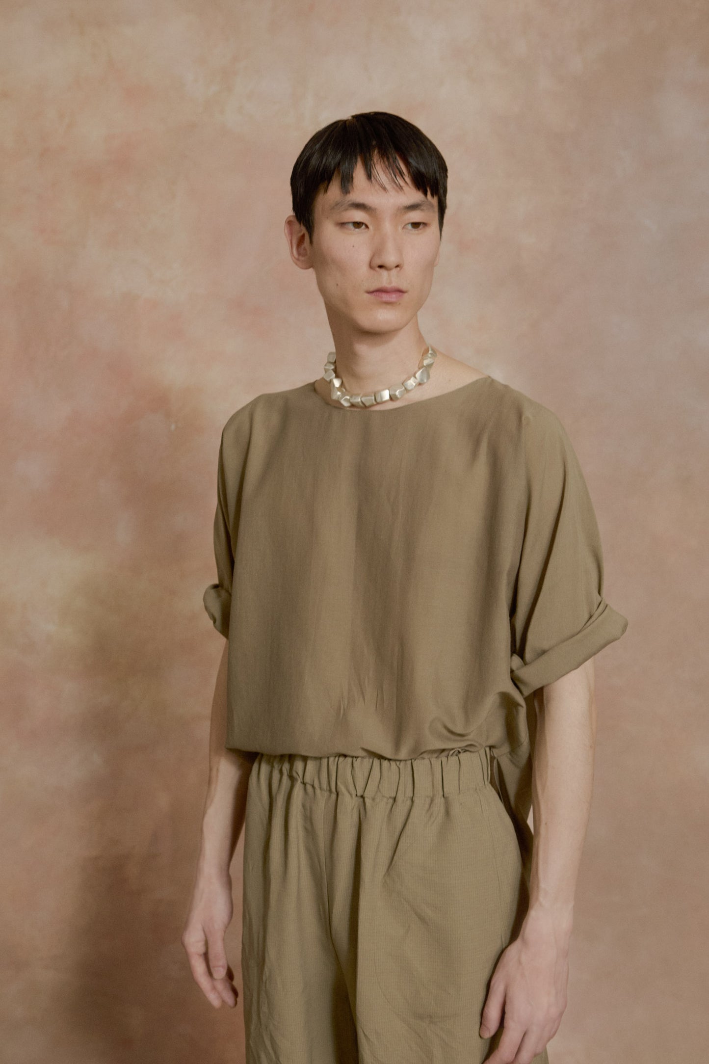 Sol, khaki green cotton voile t-shirt