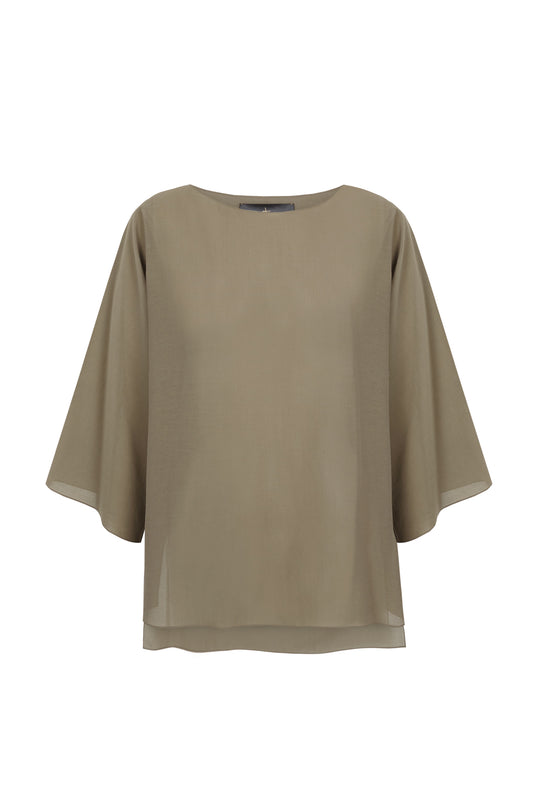 Sol, khaki green cotton voile t-shirt