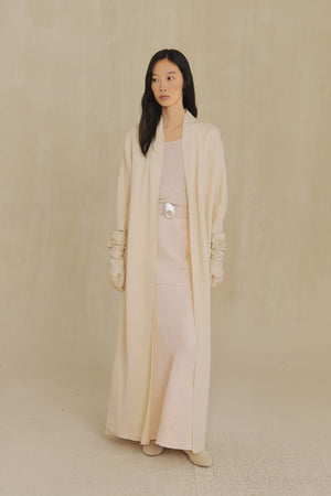 Solar, sand wool and linen long jacket