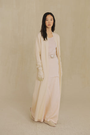 Solar, sand wool and linen long jacket