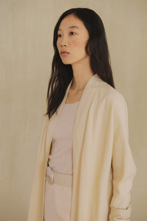 Solar, sand wool and linen long jacket