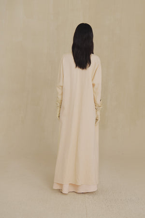 Solar, sand wool and linen long jacket