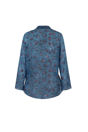 Sophia, island print silk blouse
