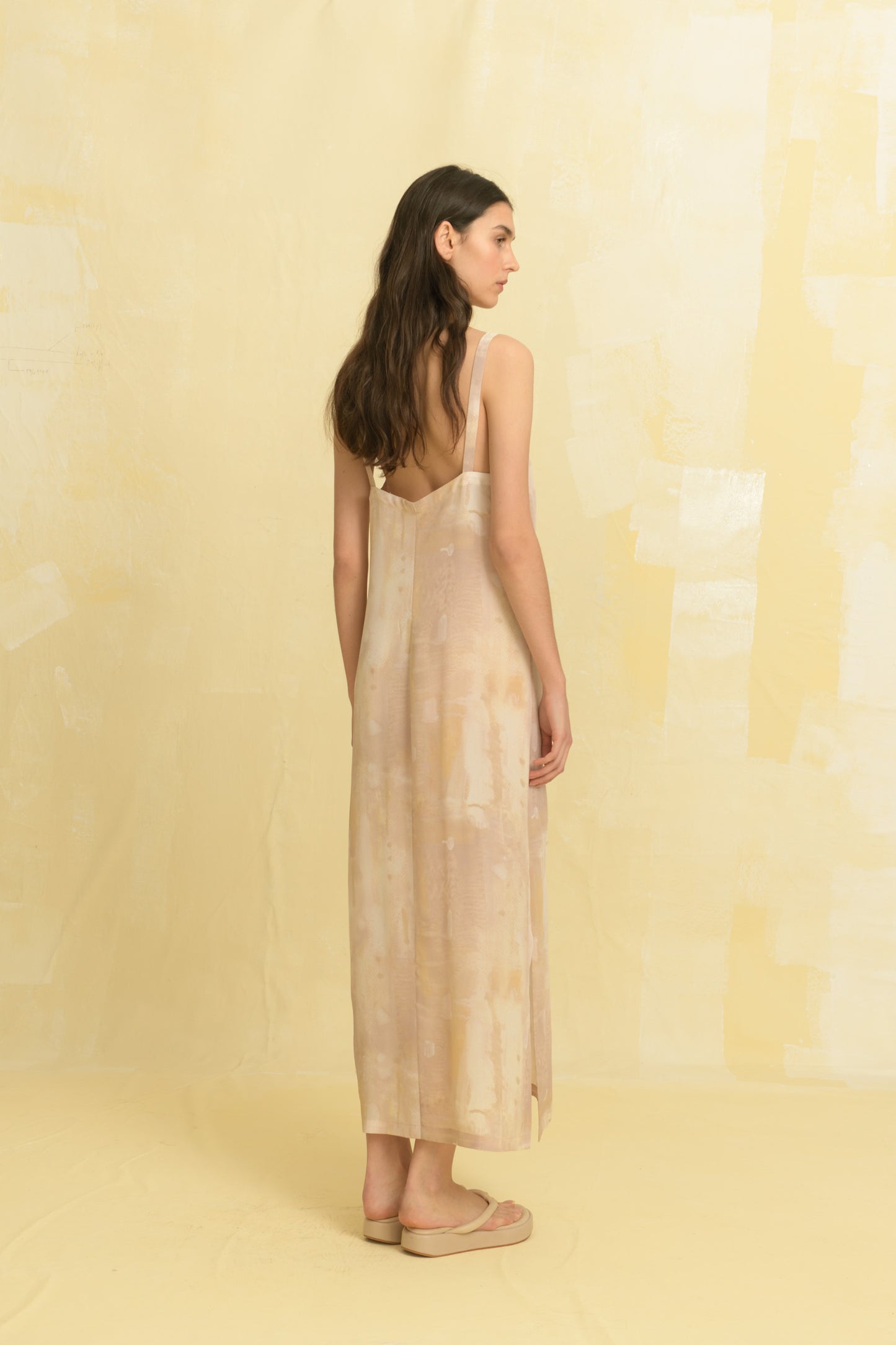 Studio, slip dress in printed silk
