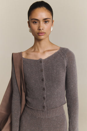 Sylva, cardigan de punto gris malva