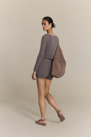 Sylva, cardigan de punto gris malva