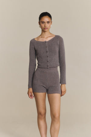 Sylva, cardigan de punto gris malva