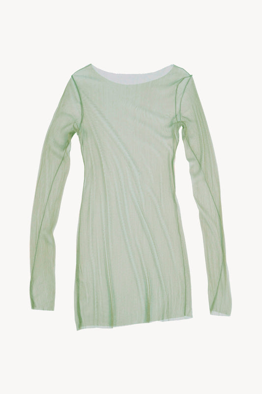 t de tul, silk tulle top dark green