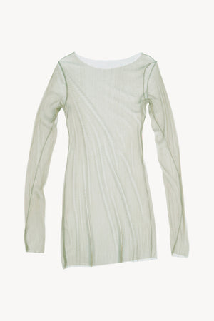 t de tul, silk tulle top platine