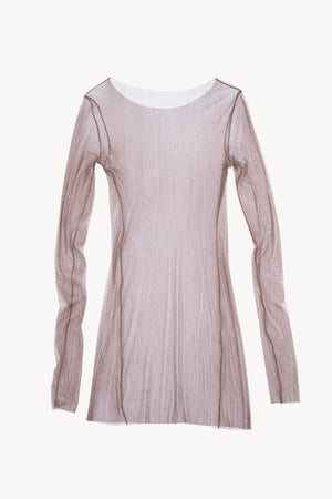 t de tul, silk tulle top chocolat