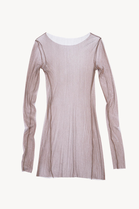 t de tul, silk tulle top chocolat