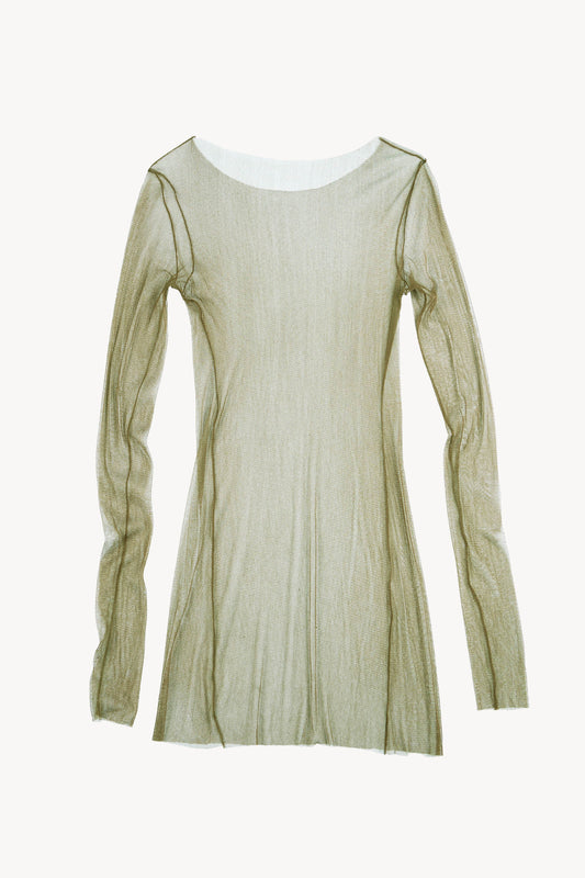 t de tul, silk tulle top olive