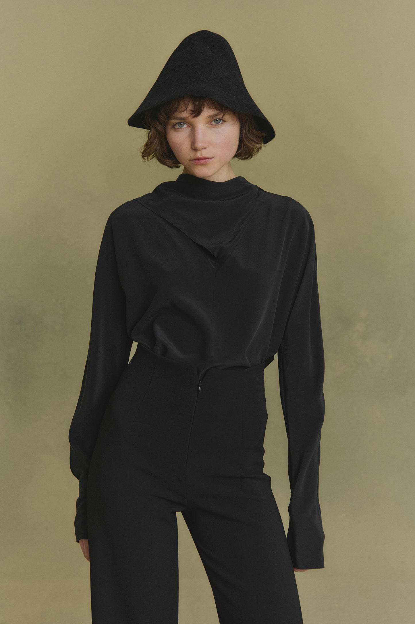 Tala, black silk blouse