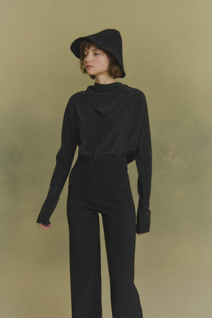 Tala, black silk blouse