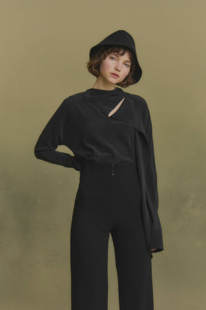 Tala, black silk blouse
