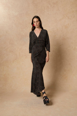Tarantella, daria print silk dress
