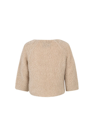 Tender, beige baby camel and silk knit cardigan