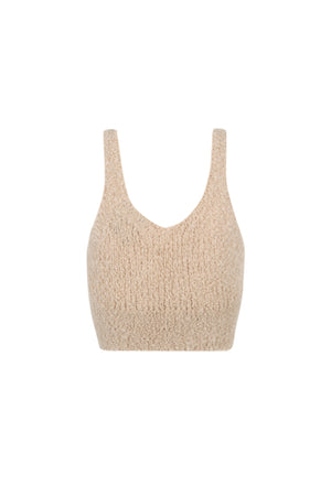Tender, beige baby camel and silk knit top