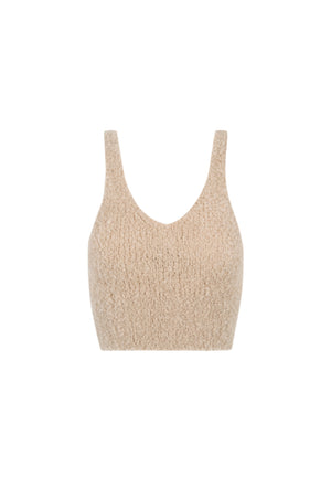 Tender, beige baby camel and silk knit top