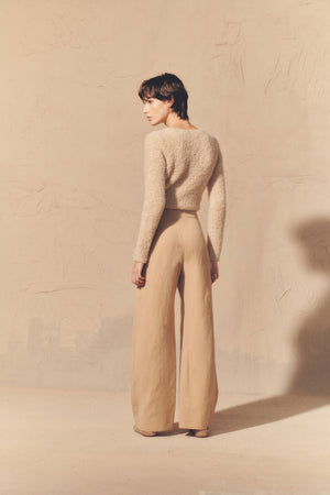 Margot, pink sand linen and wool pants