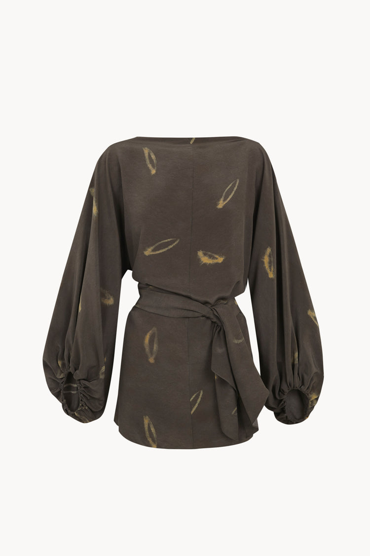The, reversible soma print silk top