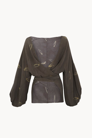 The, top reversible de seda soma print
