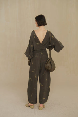 The, top reversible de seda soma print