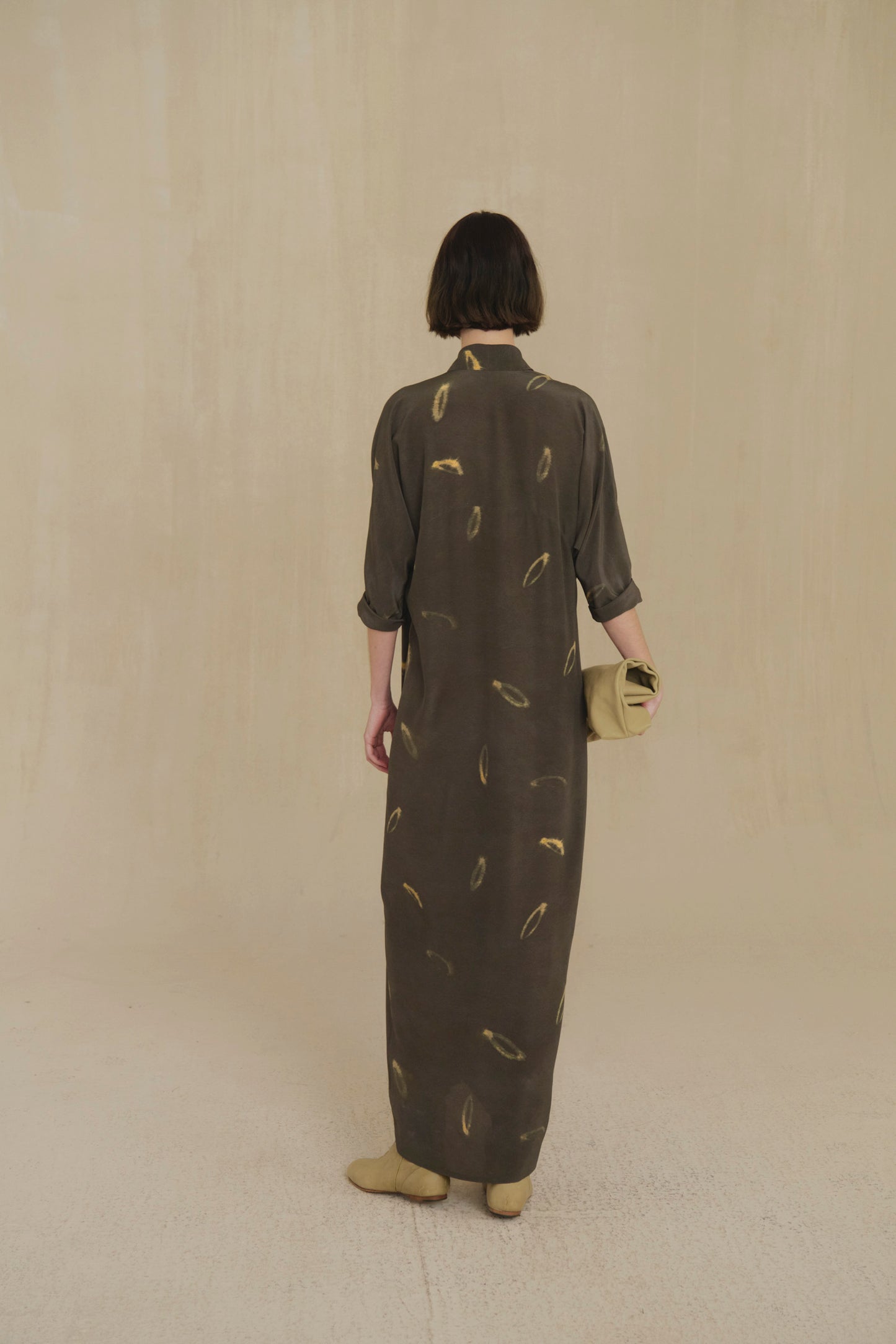 Thea, vestido largo de seda soma print