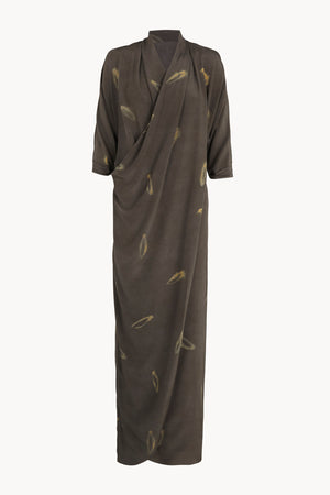 Thea, vestido largo de seda soma print
