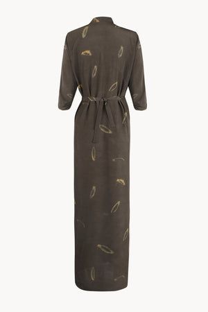 Thea, vestido largo de seda soma print