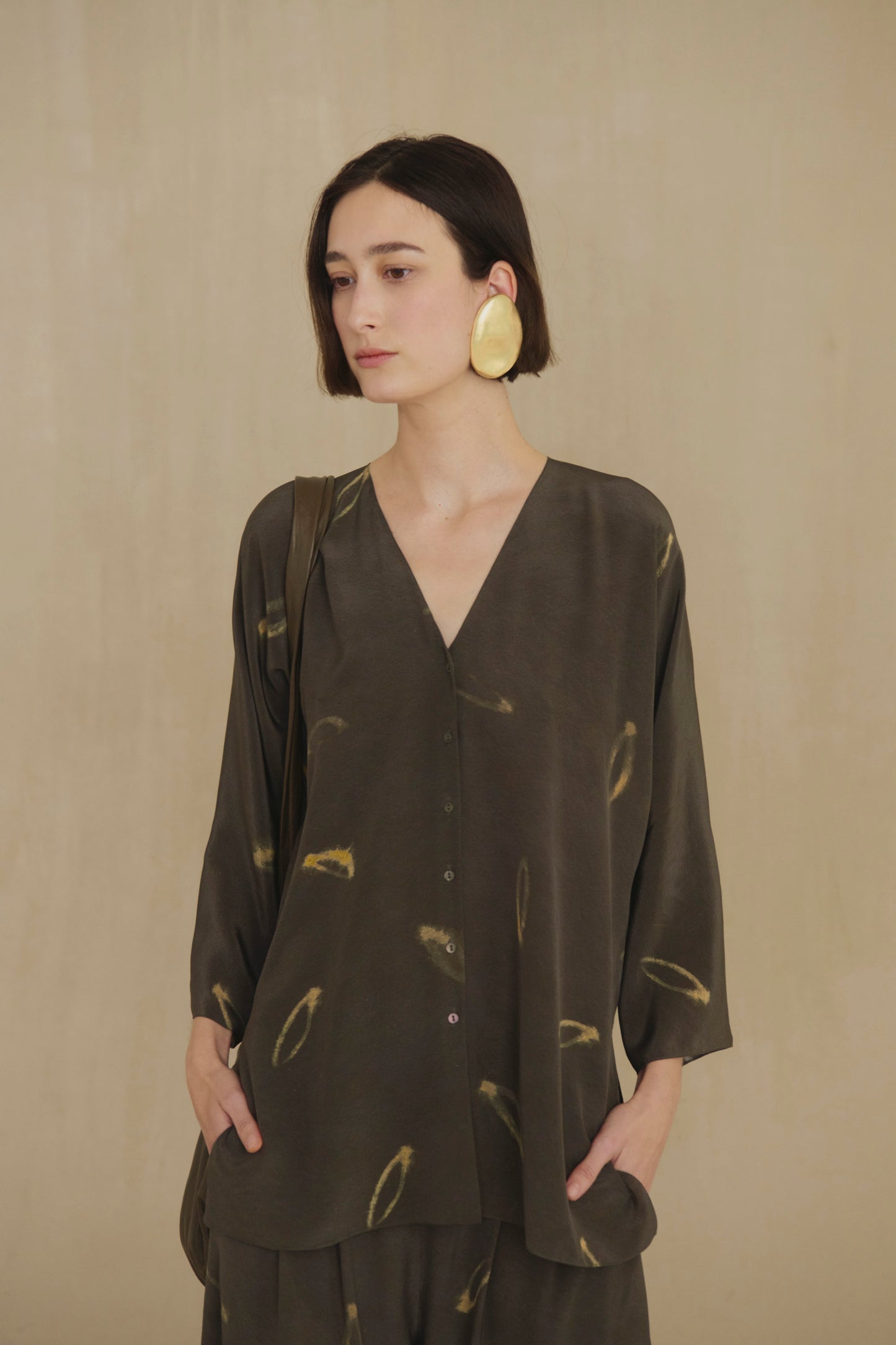Thea, soma print silk wide blouse