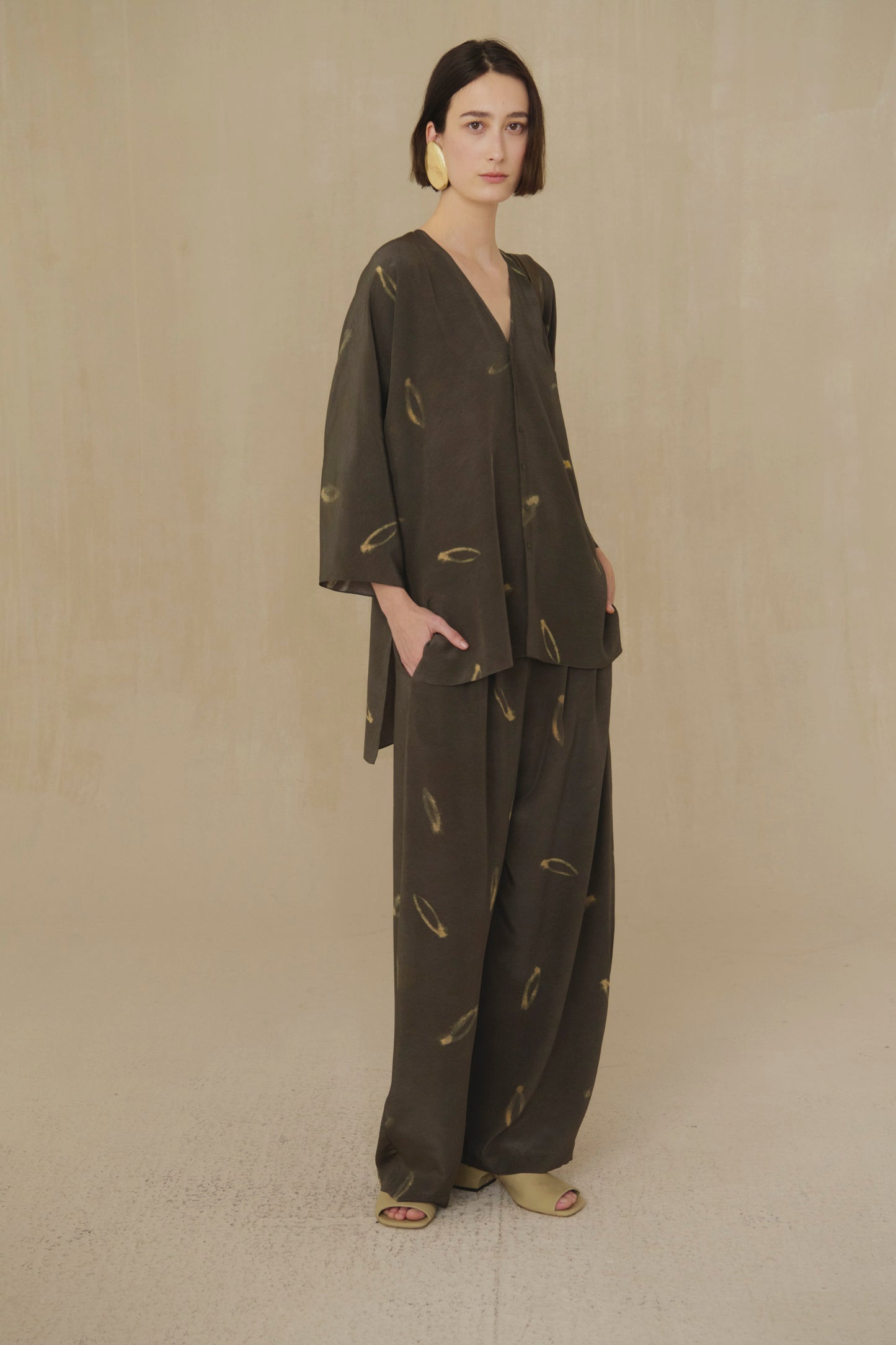 Thea, soma print silk wide blouse