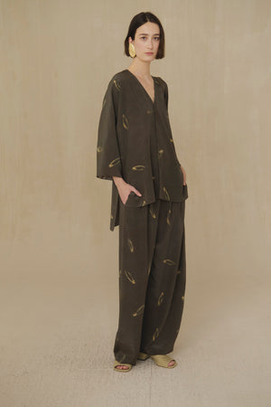 Thea, soma print silk wide blouse