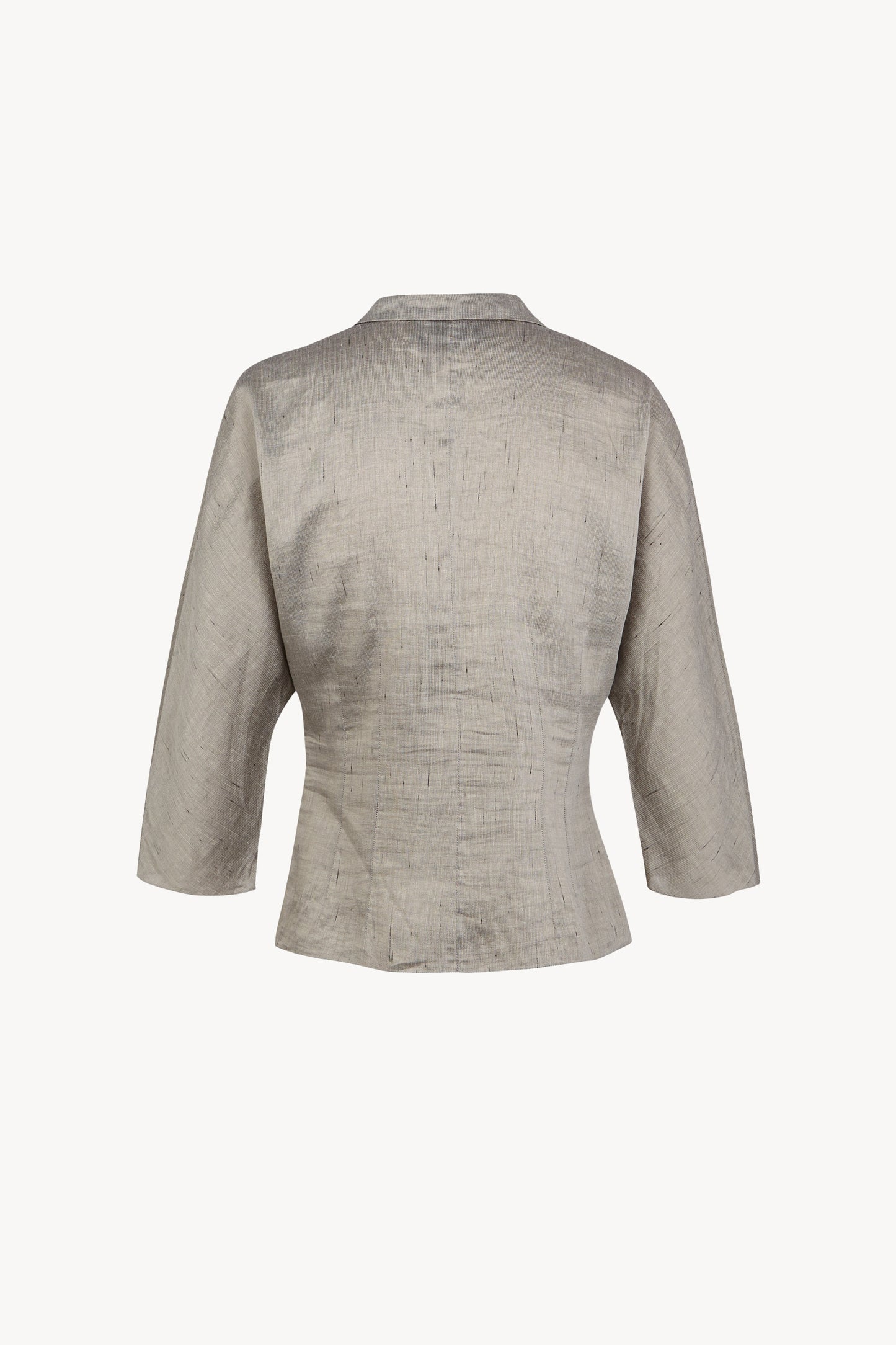 Theresa, camisa de lino de rayas gris plata