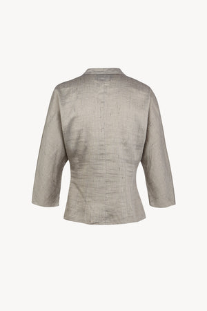Theresa, camisa de lino de rayas gris plata