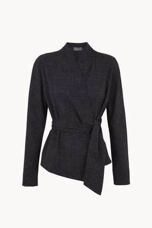Tiempo, black fitted wool and silk jacket