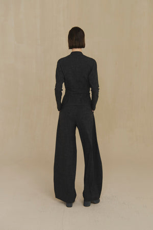 Tiempo, pantalon negro de lana virgen y seda