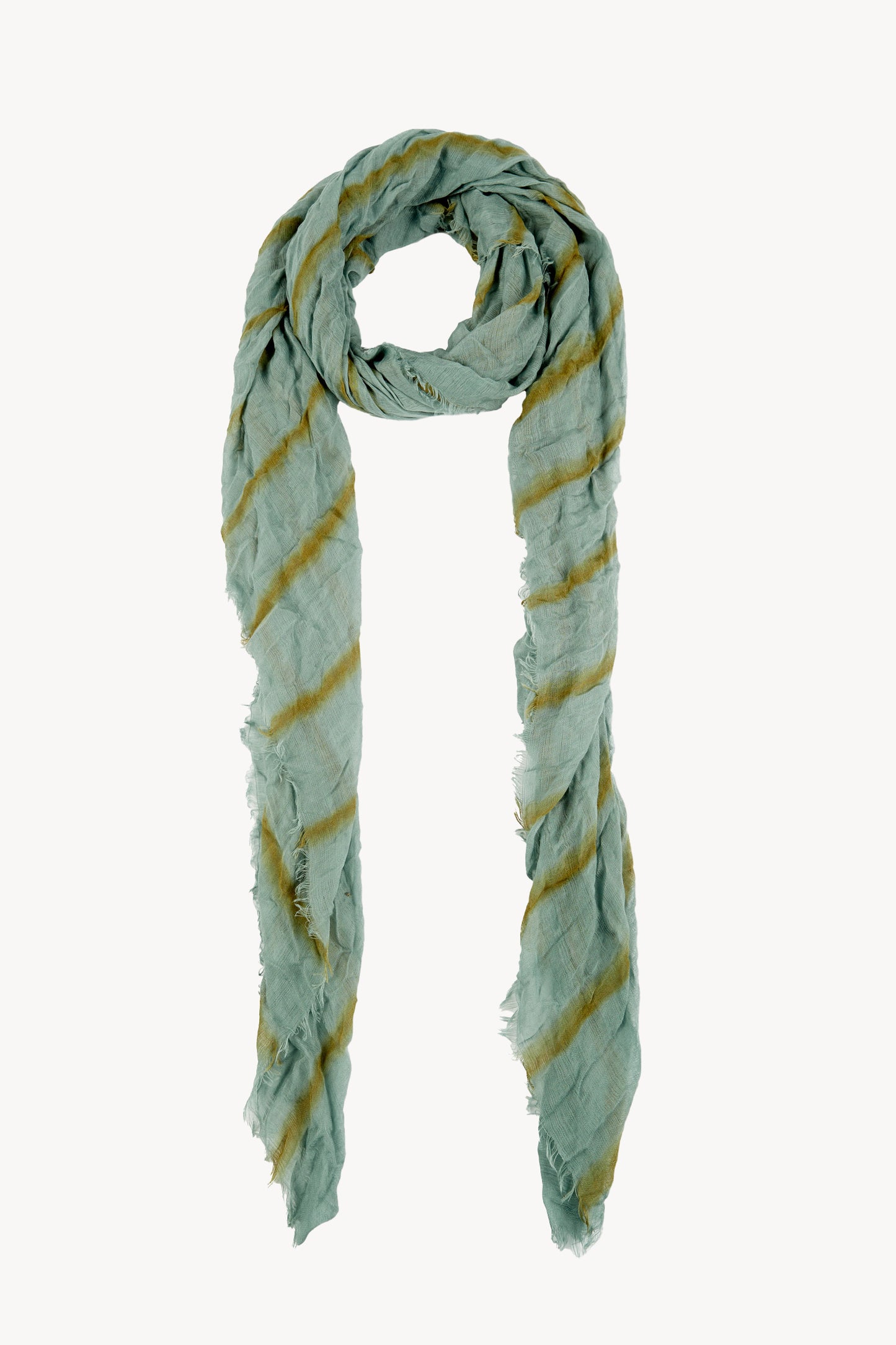 Tilo, foulard de rayas aqua y dorado