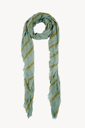 Tilo, foulard de rayas aqua y dorado