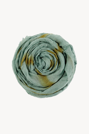 Tilo, foulard de rayas aqua y dorado