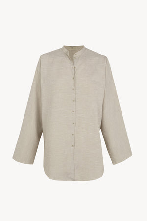 Tilo, gray and brown striped shirt