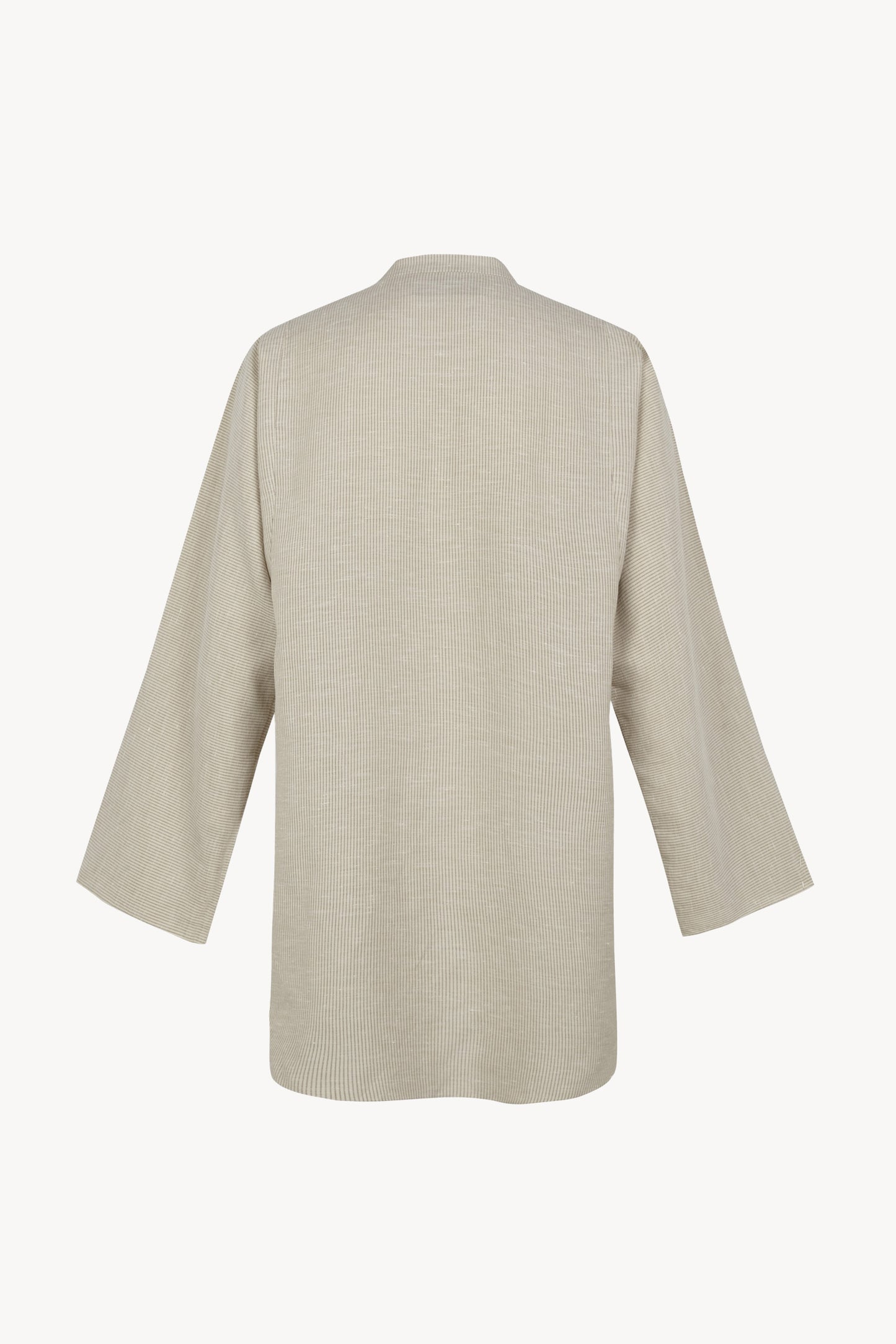 Tilo, gray and brown striped shirt