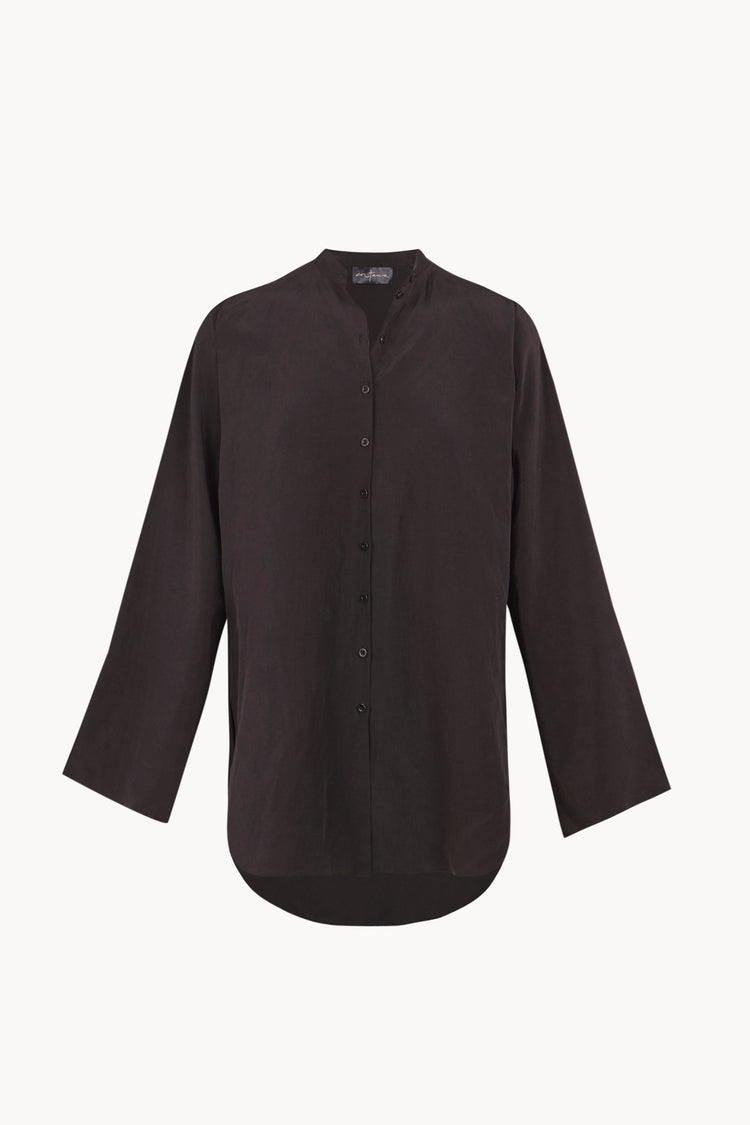 Tilo, mocha linen and silk shirt