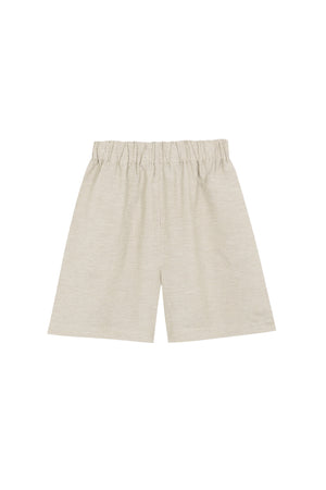 Tilo, gray and brown striped shorts