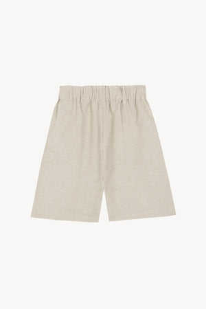 Tilo, shorts de rayas gris y marron
